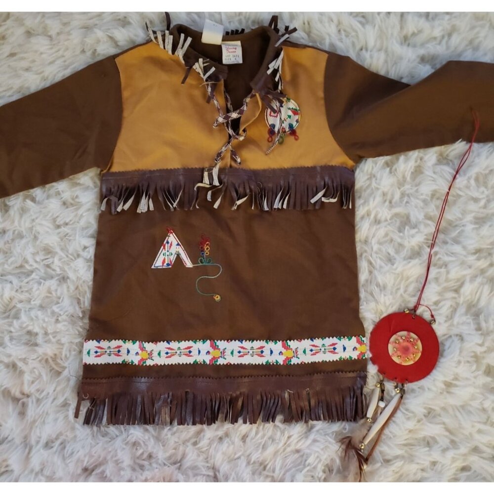 Vintage Young Texan Native American Costume Size 4 With Fringe & Accessories